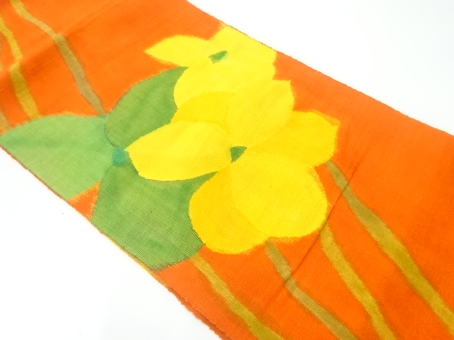 JAPANESE NAGOYA OBI / TSUMUGI / WOVEN FLORAL PLANTS